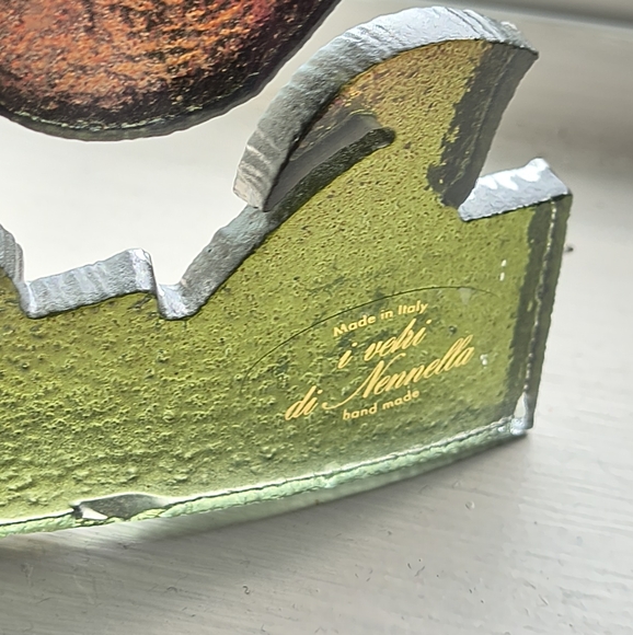 Art Glass OWL Curved 9”x 7” Iridescent Orange Vetri Di Nennella - Picture 3 of 12